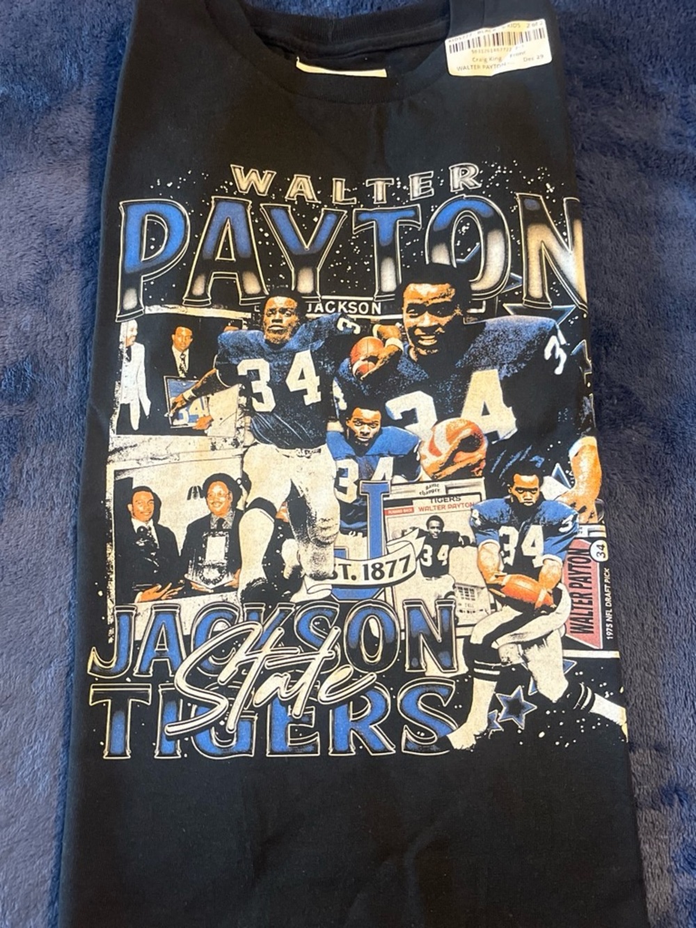 Walter Payton Jackson State Tigers Black Graphic Tee